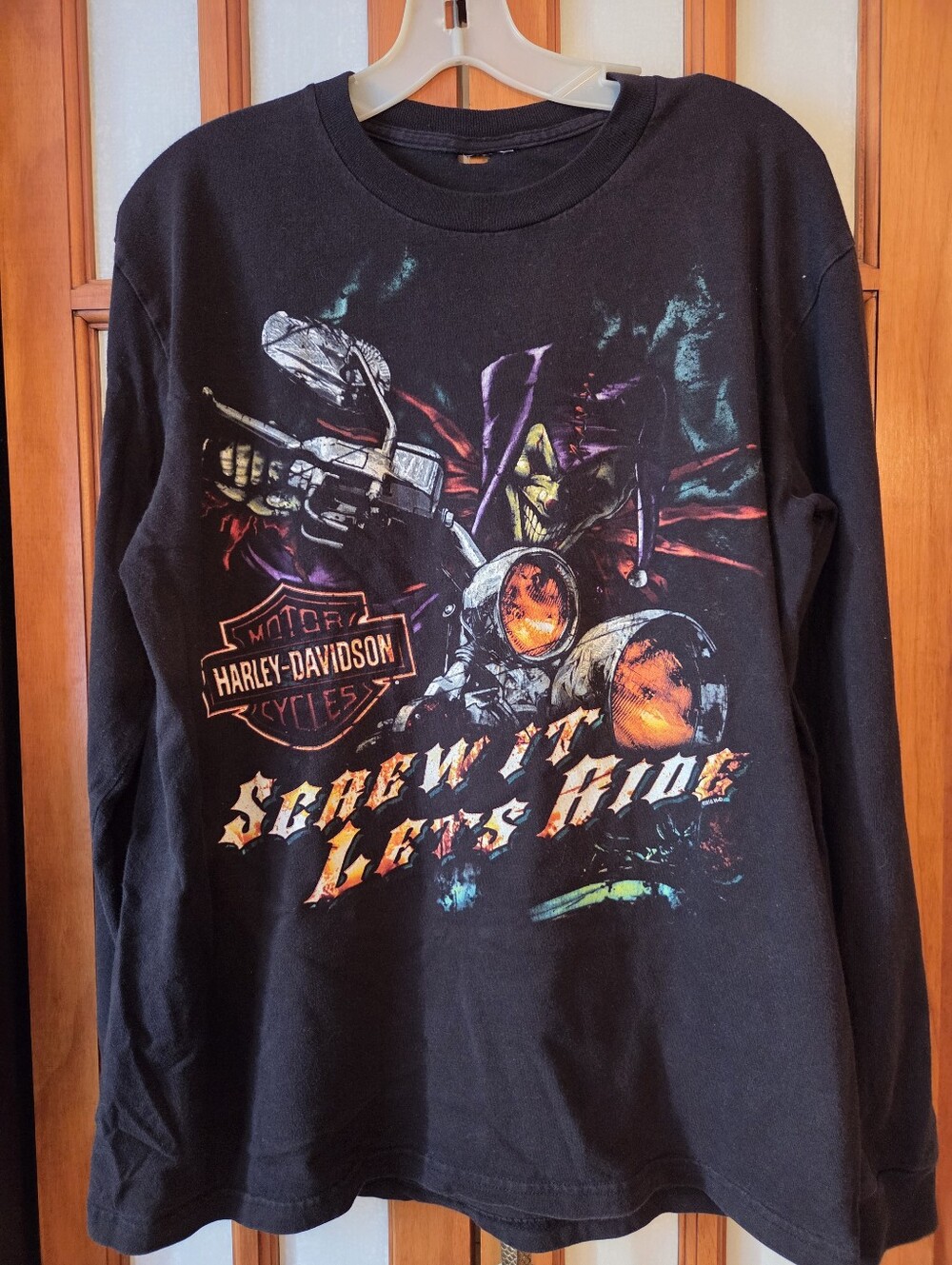 Harley-Davidson Mens Black Graphic Long-Sleeve Tee - 'Screw'n Lets Ride' Sz M